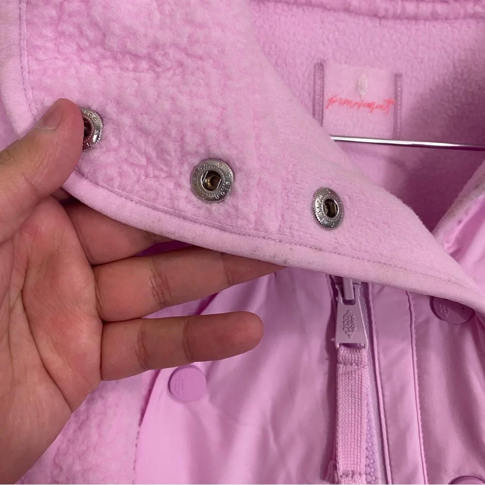 Free People Hit The Slopes Fleece Jacket Powder‎ Pink XL FLAWED FLAWED - Picture 2 of 10